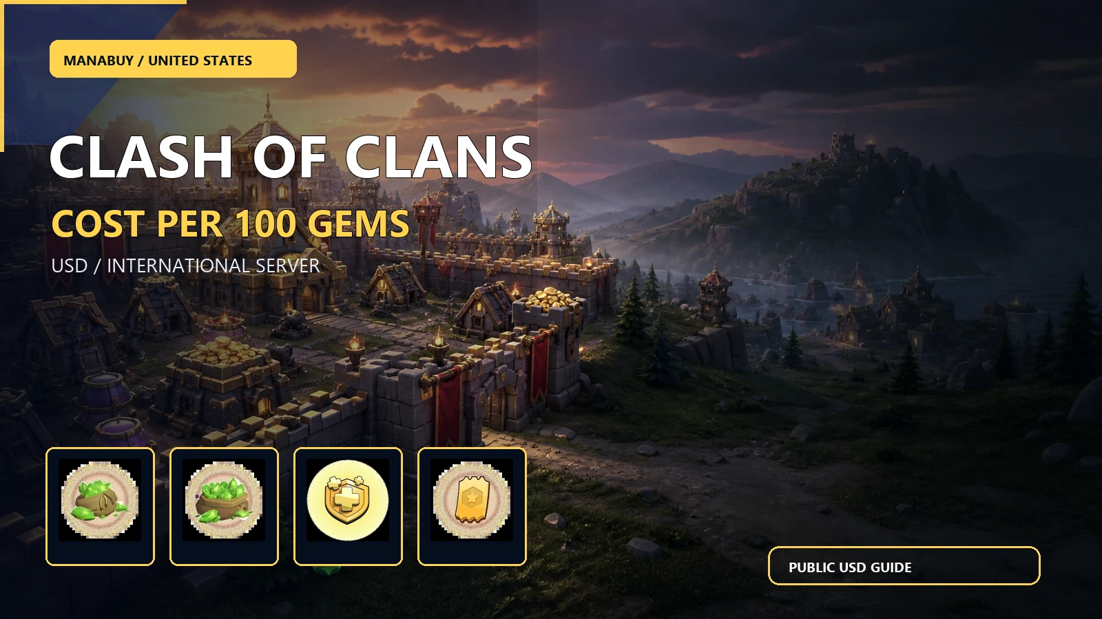 Clash of Clans Gems Cost per 100 in the US on ManaBuy