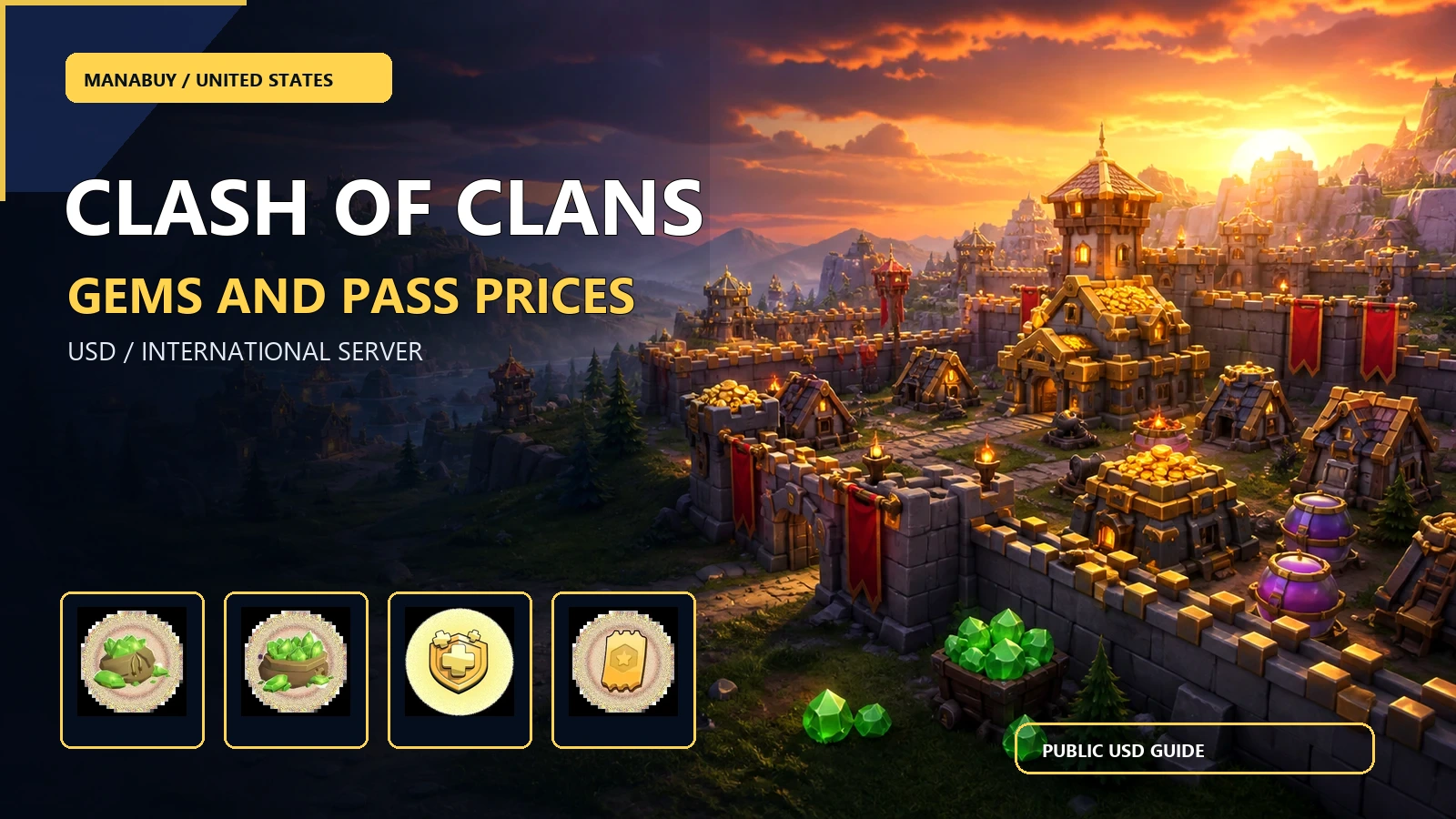 ManaBuy Clash of Clans Prices in the US: Gems and Passes in USD