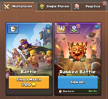 Official Clash of Clans Legend III tournament sign-up screen