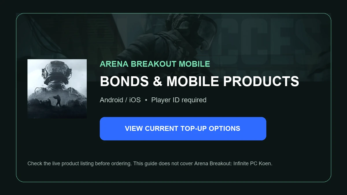 Arena Breakout mobile Bonds and mobile products on ManaBuy
