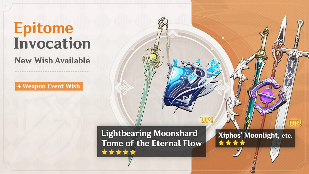 Official Lightbearing Moonshard weapon event wish banner in Genshin Impact