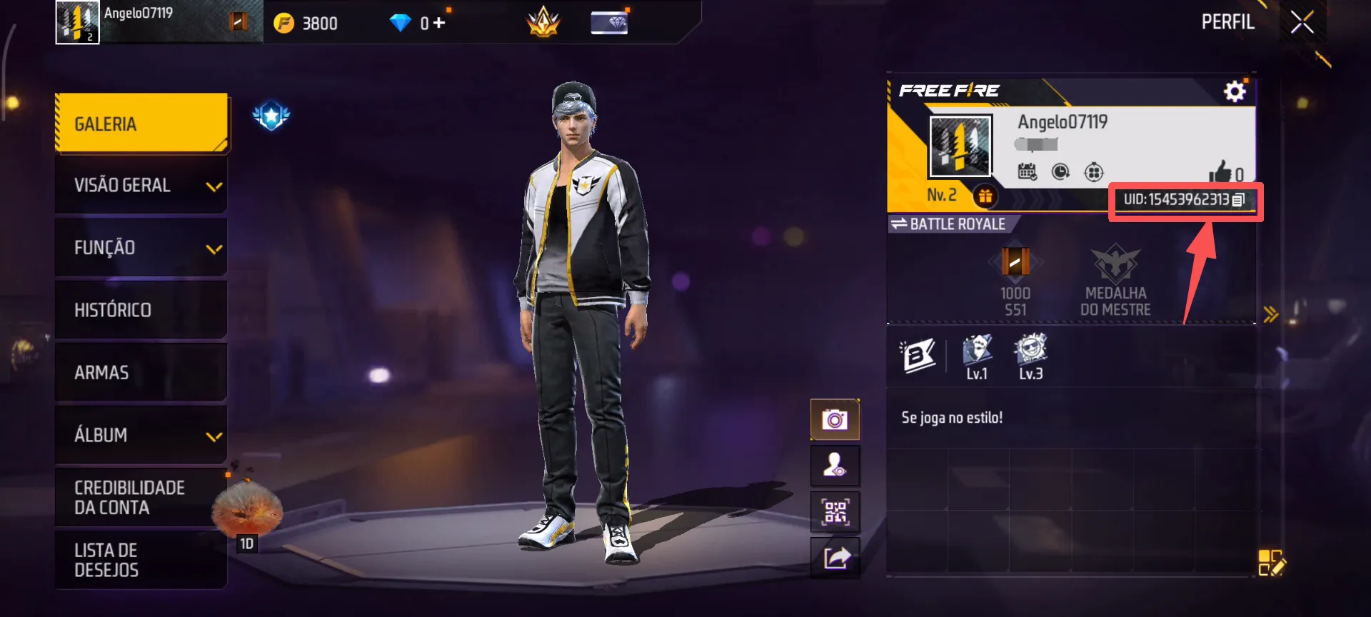 Onde encontrar o UID no Free Fire