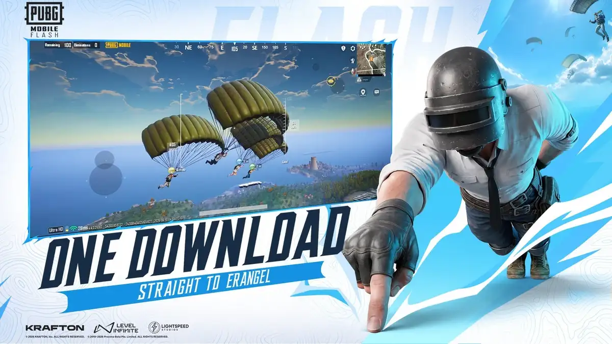Official PUBG MOBILE FLASH image showing one download straight to Erangel
