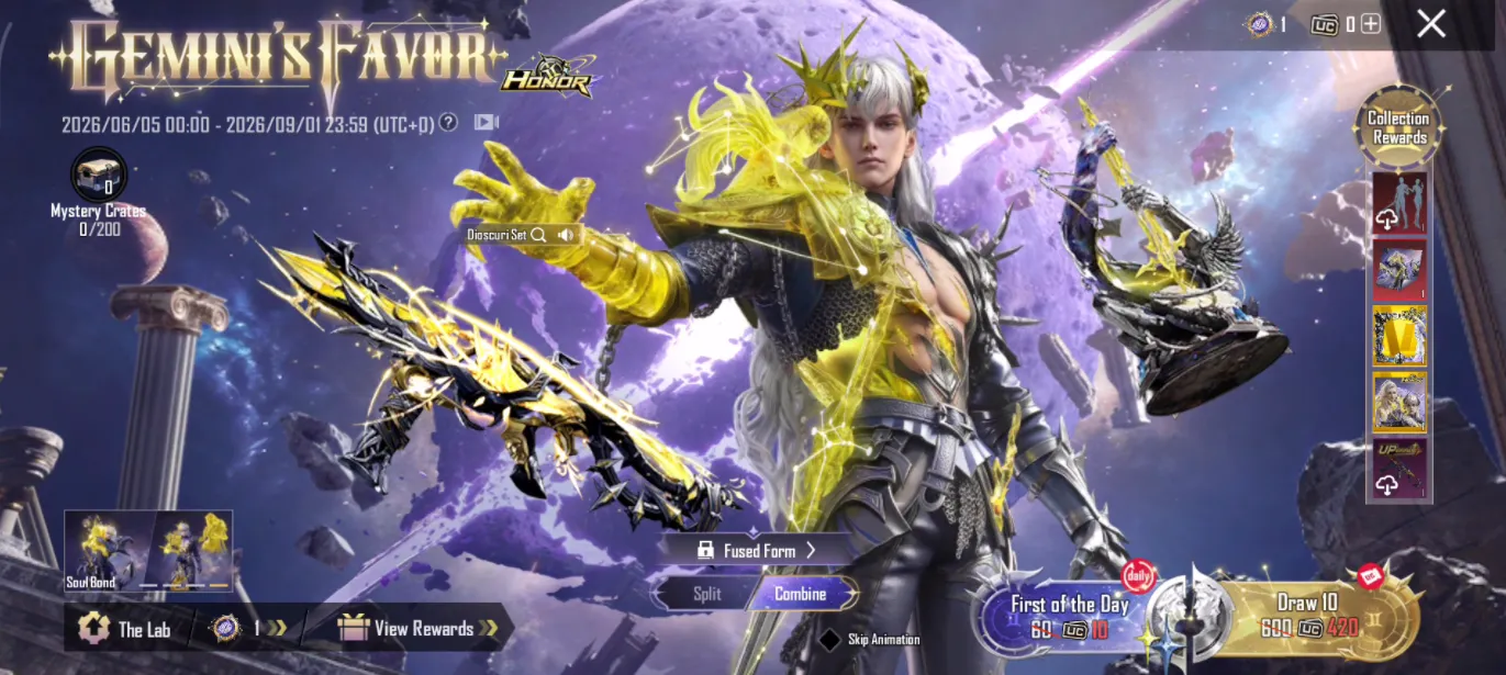 PUBG MOBILE Gemini's Favor Honor Series event banner