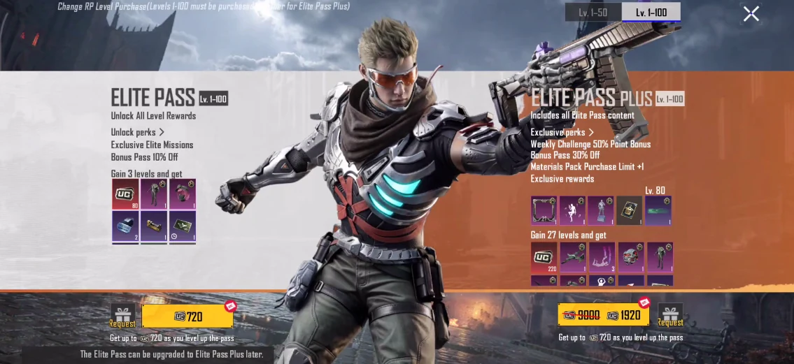 PUBG MOBILE Elite Pass and Elite Pass Plus upgrade options in September 2026