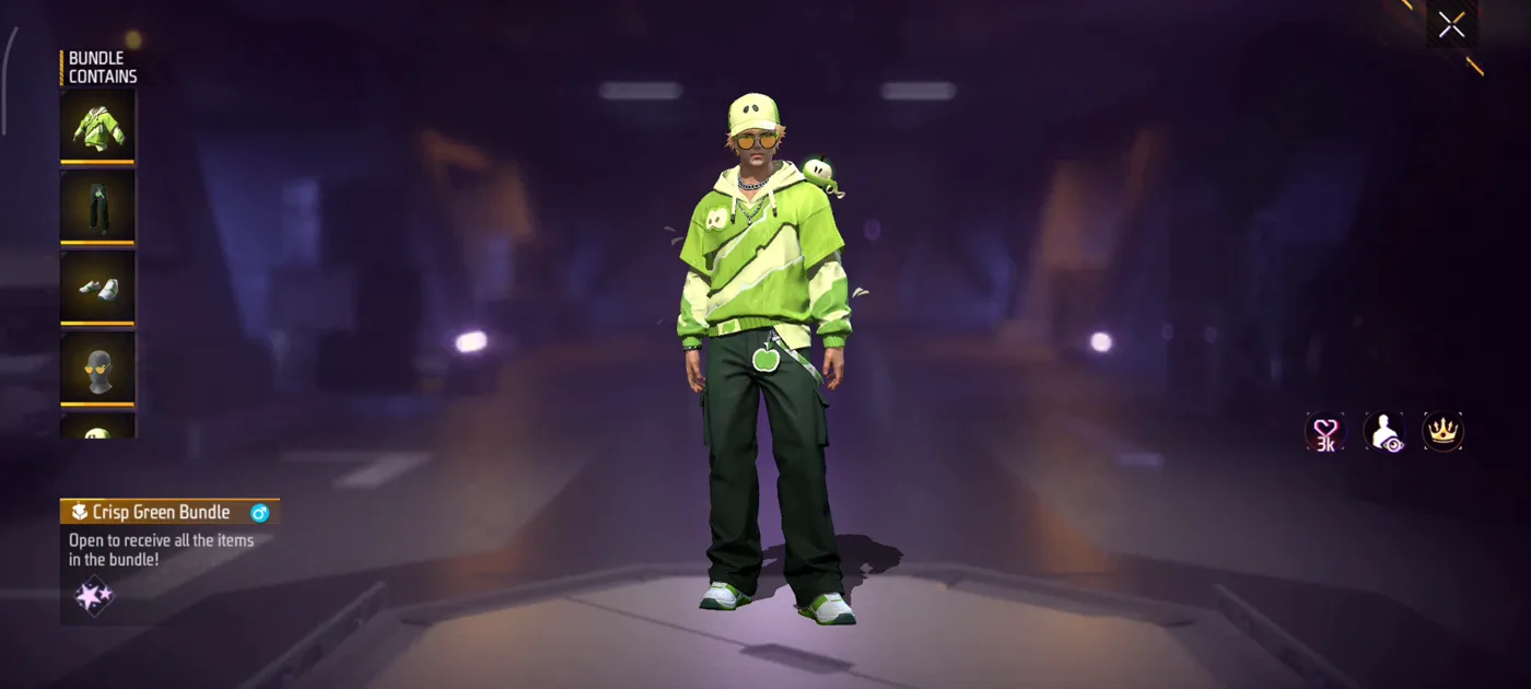 Free Fire Booyah Pass S44 Crisp Green Bundle male outfit preview