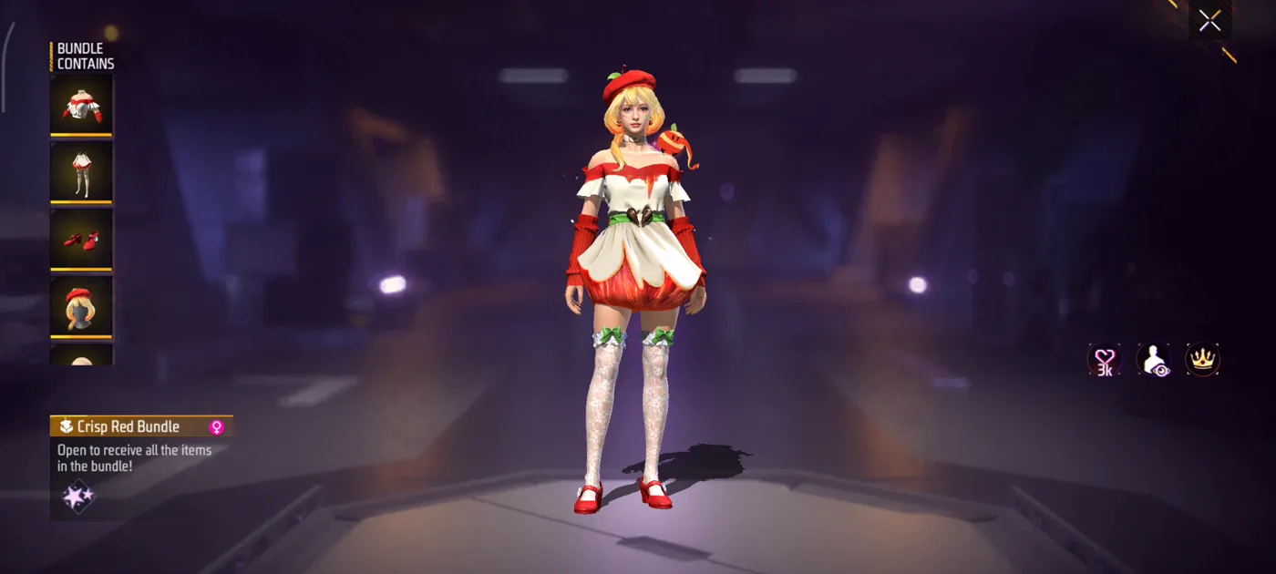 Free Fire Booyah Pass S44 Crisp Red Bundle female outfit preview