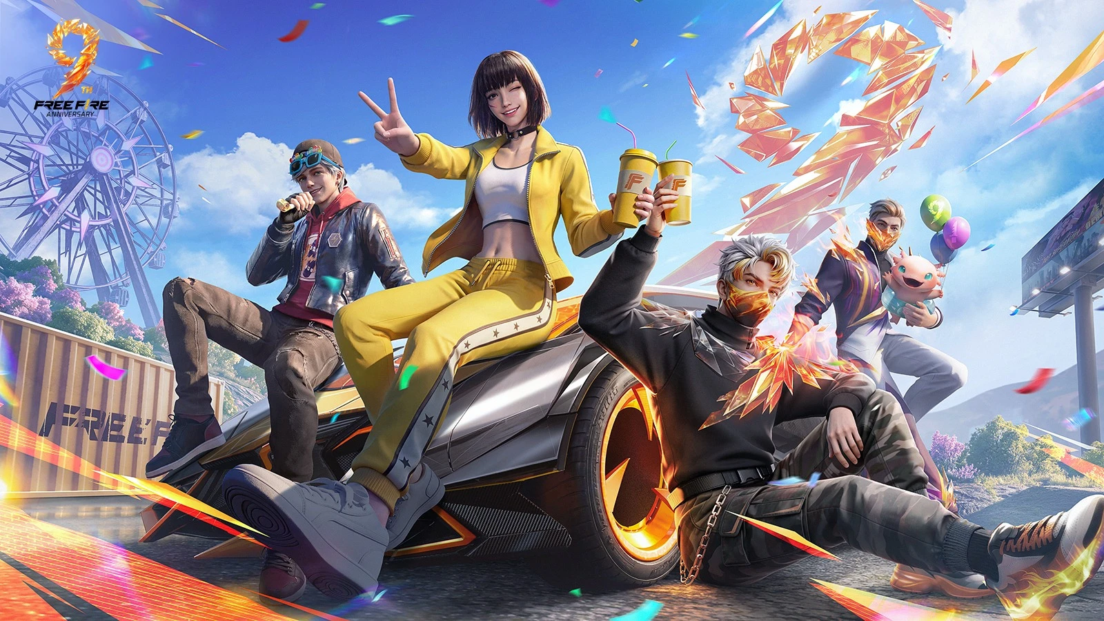 Free Fire 9th Anniversary event center reward overview