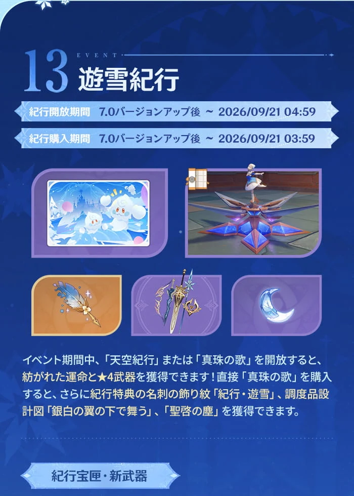 原神 Ver.7.0遊雪紀行の報酬と期間