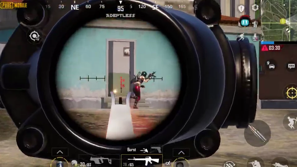 PUBG MOBILE FLASH Early Access gameplay showing scoped combat on Erangel