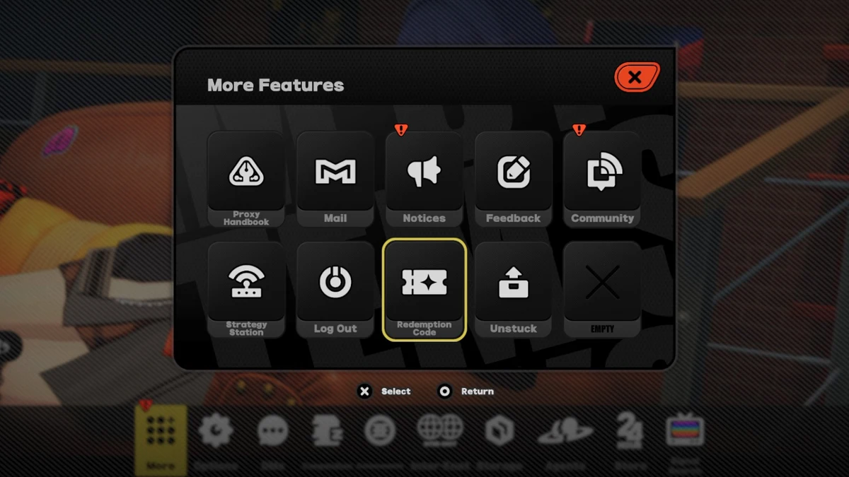 Zenless Zone Zero in-game More menu with Redemption Code highlighted