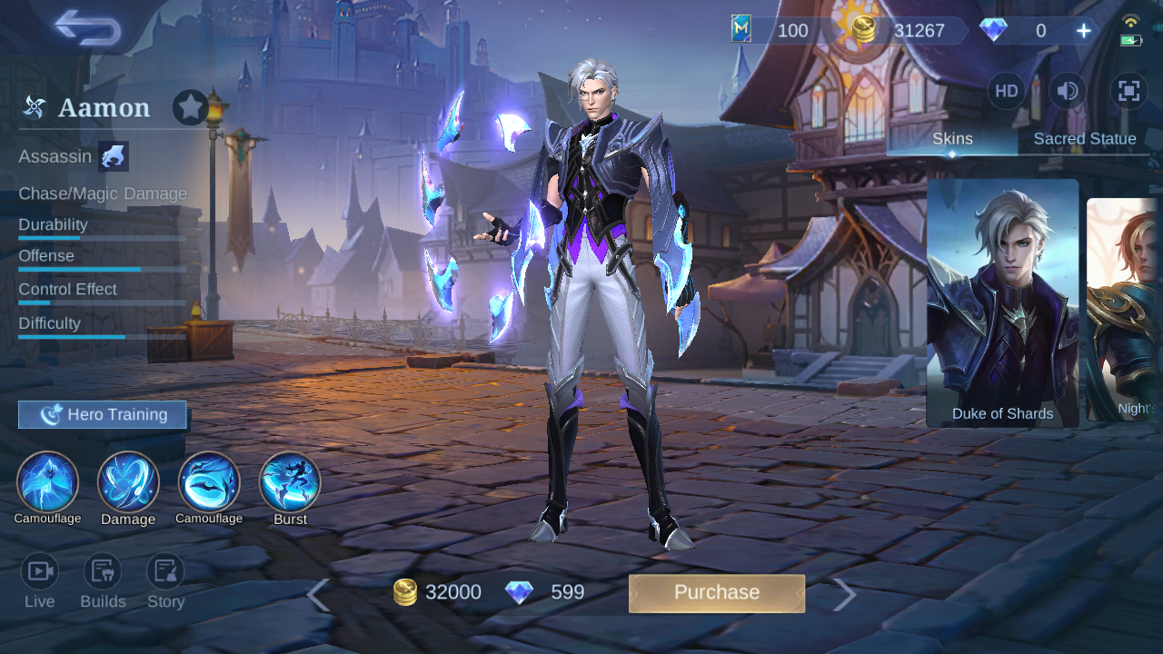 Aamon Assassin hero page in-game