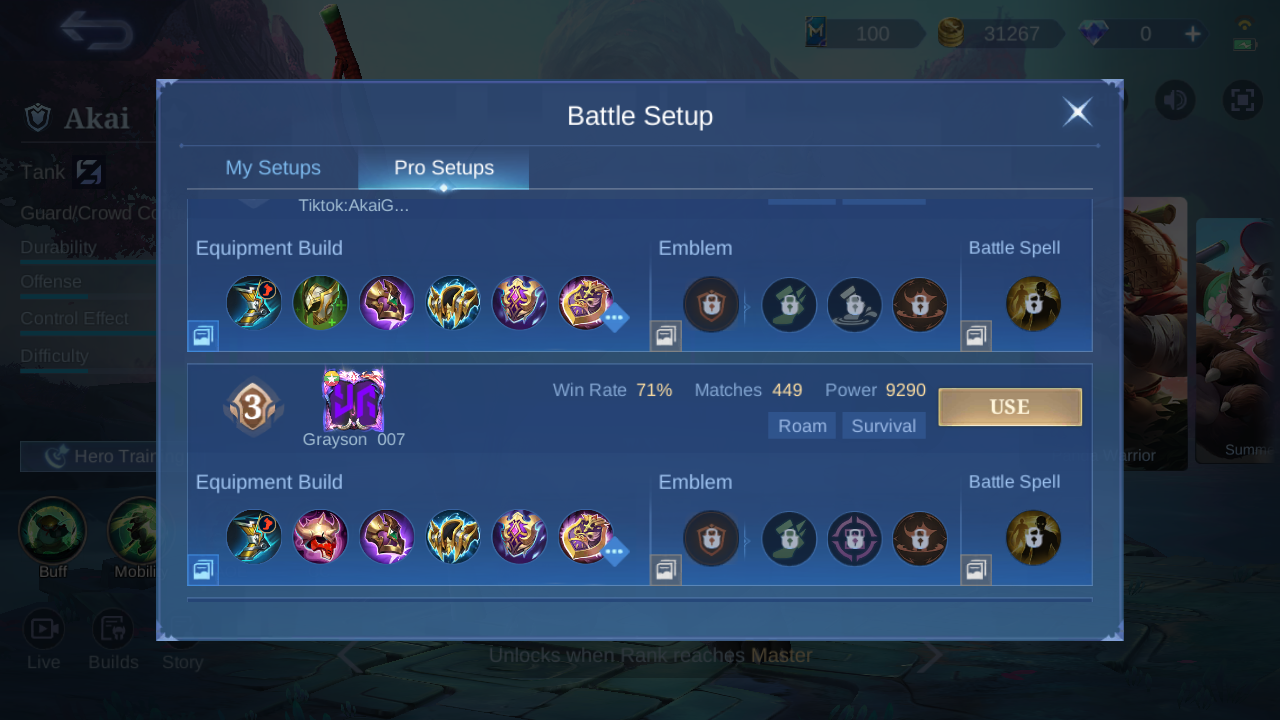 Akai Pro Setup rank 3 in-game build sample