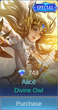 Divine Owl Alice skin card in-game