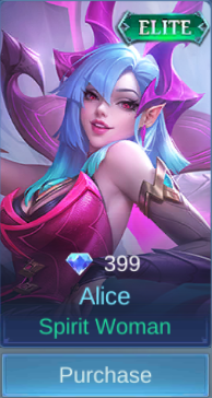 Spirit Woman Alice skin card in-game