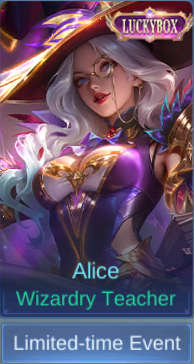 Wizardry Teacher Alice skin card in-game