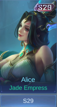 Jade Empress Alice skin card in-game
