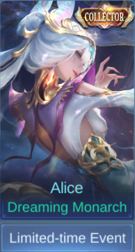 Dreaming Monarch Alice skin card in-game