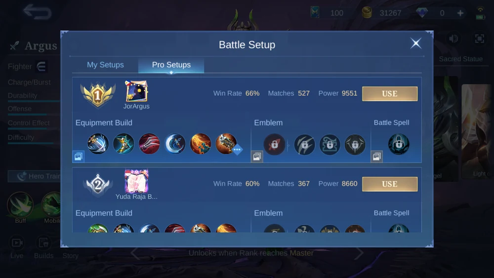 Argus Pro Setups ranked in-game snapshot 1