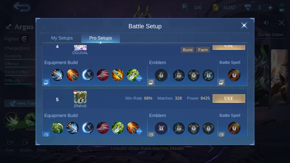 Argus Pro Setups ranked in-game snapshot 3
