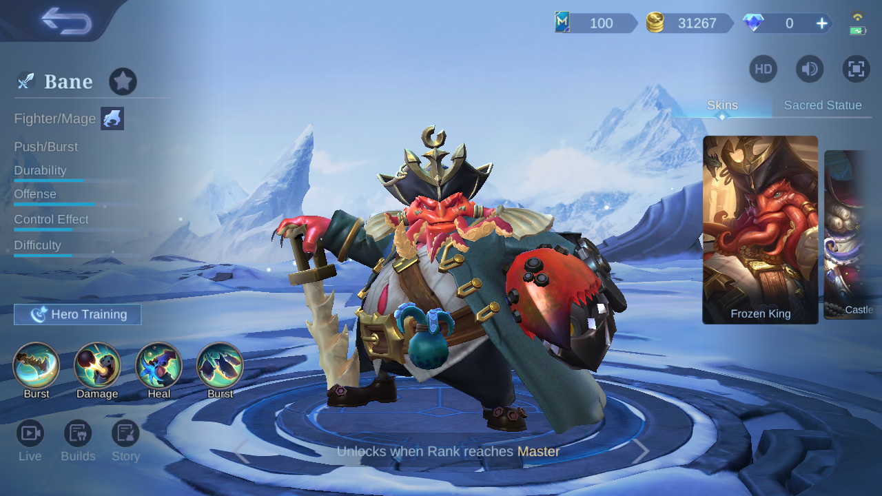 Bane hero page in-game screenshot observed on August 7, 2026