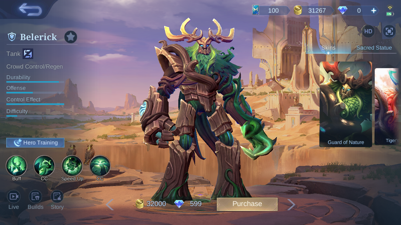 Belerick hero page observed in-game