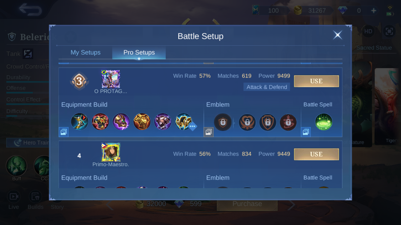 Belerick Pro Setup rank 3 in-game build sample