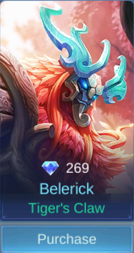 Tiger's Claw Belerick skin card in-game