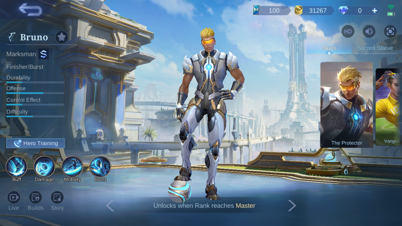 Bruno hero page in-game screenshot observed on August 8, 2026