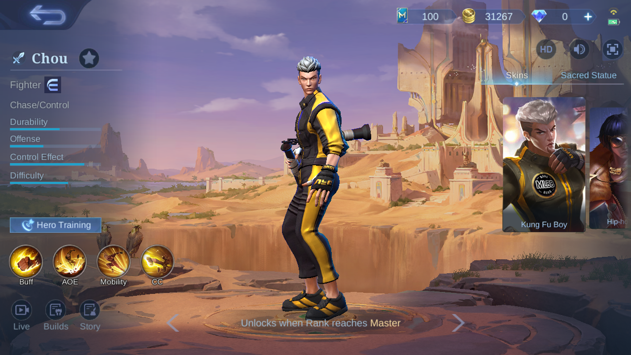 Chou hero page in-game screenshot observed on August 8, 2026