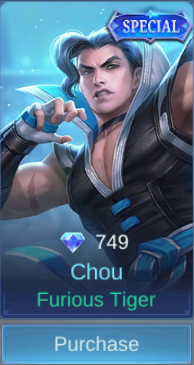 Furious Tiger Chou skin card in-game