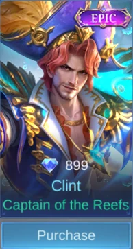 Captain of the Reefs Clint skin card observed in-game