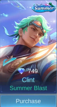 Summer Blast Clint skin card observed in-game