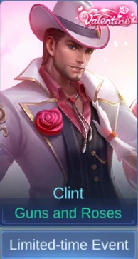 Guns and Roses Clint skin card observed in-game