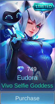 Vivo Selfie Goddess Eudora skin card in-game