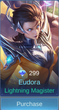 Lightning Magister Eudora skin card in-game