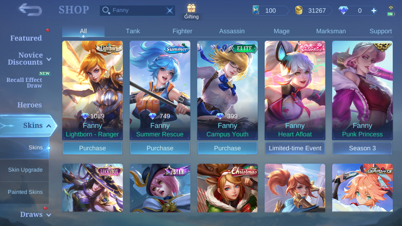 Current in-game Fanny skin Shop snapshot 1