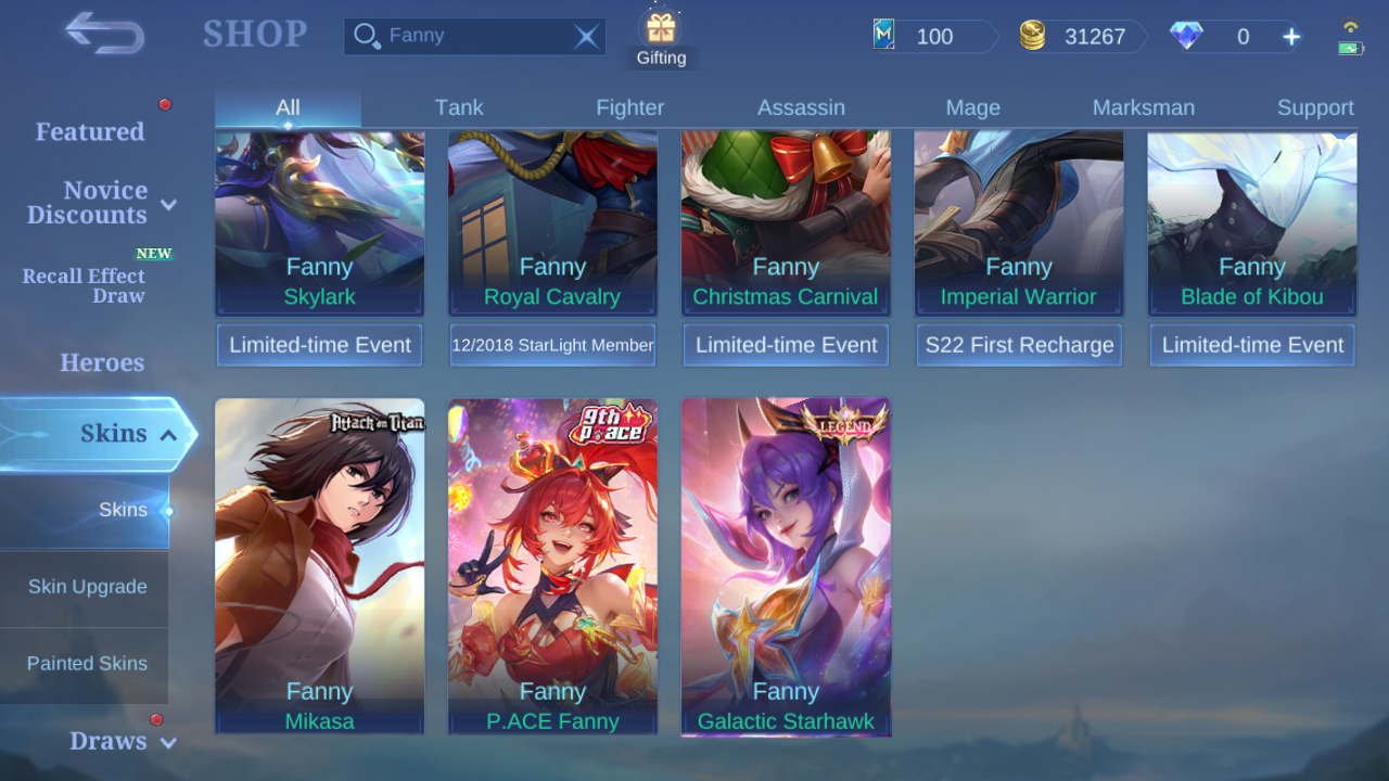 Current in-game Fanny skin Shop snapshot 2