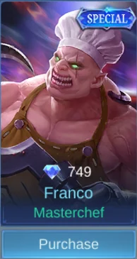 Franco Masterchef skin card and acquisition label