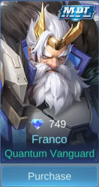 Franco Quantum Vanguard skin card and acquisition label