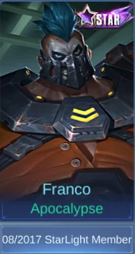 Franco Apocalypse skin card and acquisition label