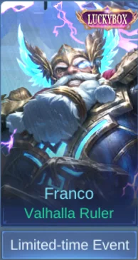 Franco Valhalla Ruler skin card and acquisition label
