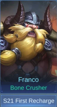 Franco Bone Crusher skin card and acquisition label