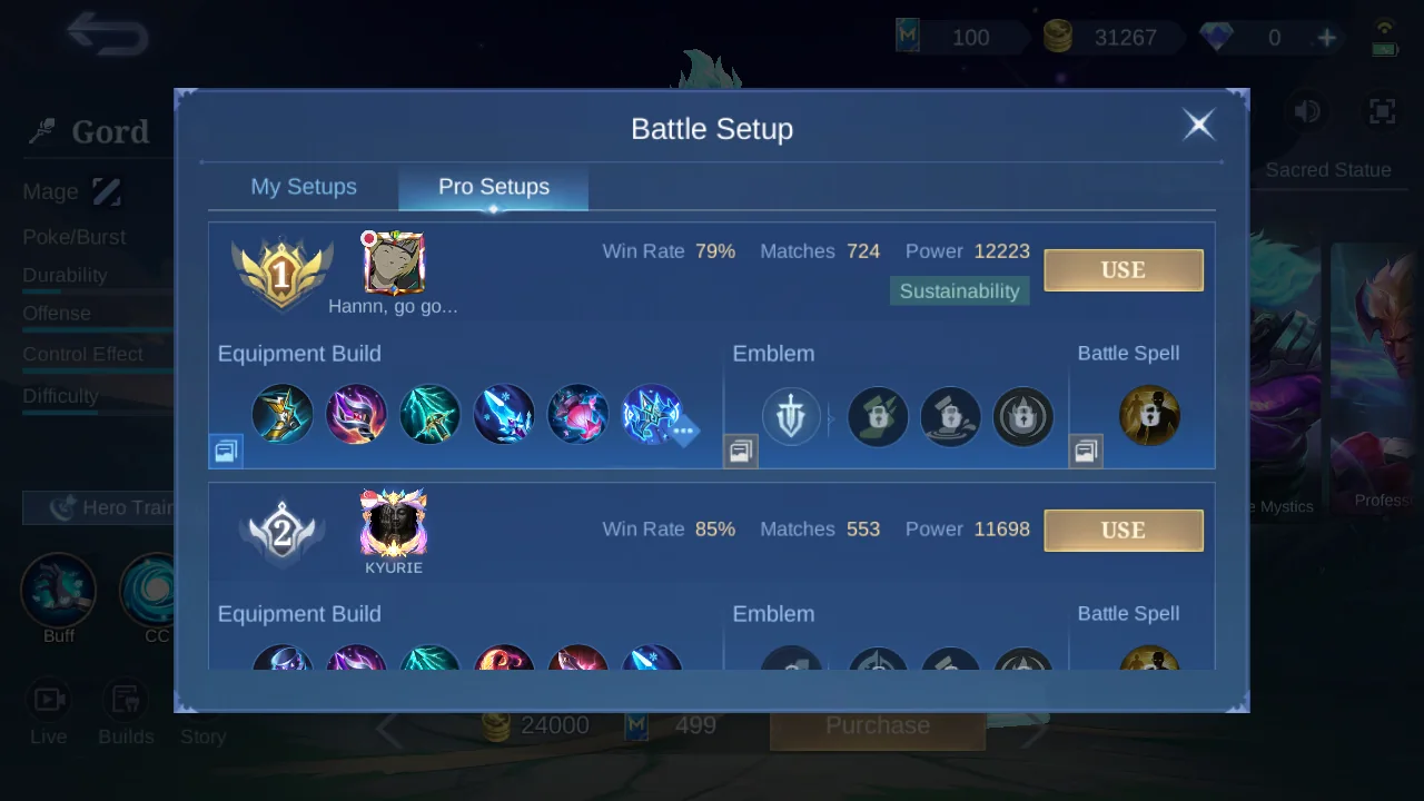Gord Pro Setup rank 1 in-game build sample