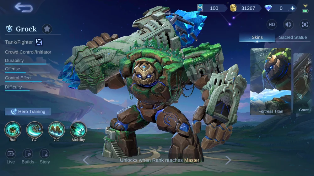 Grock Tank Fighter hero page in-game screenshot