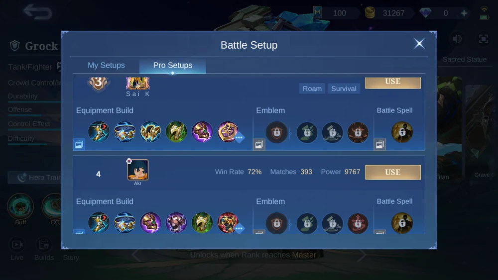 Grock Pro Setups ranked in-game snapshot 3