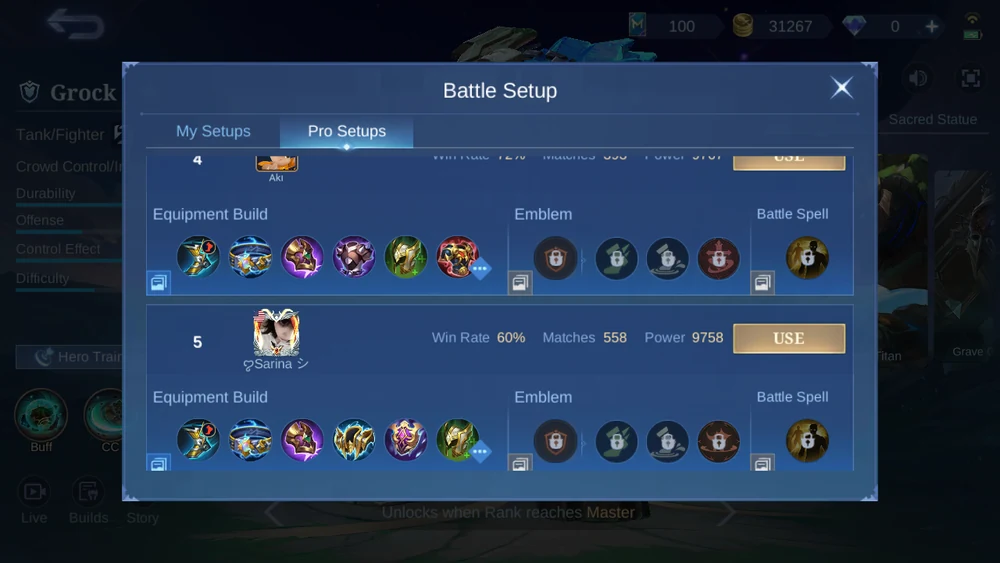 Grock Pro Setups ranked in-game snapshot 4