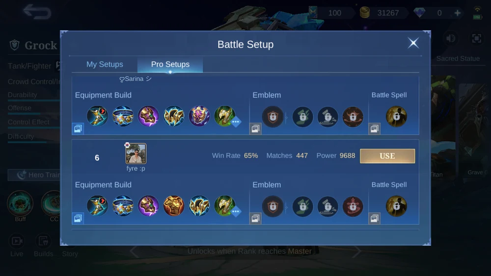 Grock Pro Setups ranked in-game snapshot 5