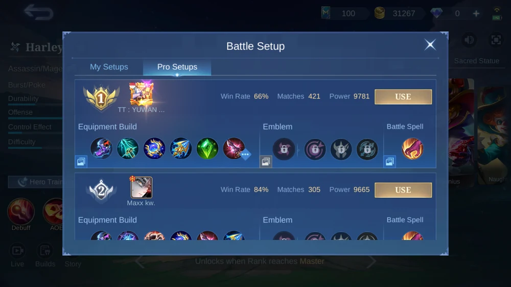 Harley Pro Setups ranked in-game snapshot 1