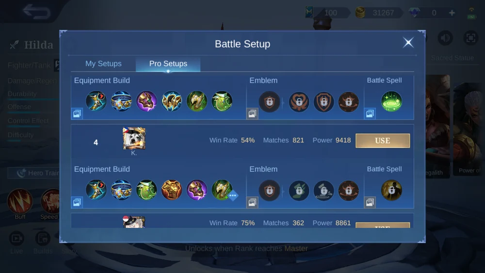 Hilda in-game Pro Setup snapshot 3